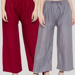 Clora Creation Women Maroon & Grey  Pack of 2 Palazzos-image-80