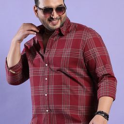 Instafab Plus Size Tartan Checked Classic Regular Fit Cotton Casual Shirt-picture-8