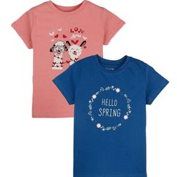 Gini and Jony Girls Pack Of 2 Graphic Printed Cotton T-shirts-image-60