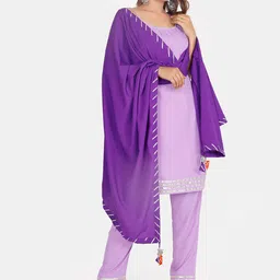 Thread & Button Women Lavender Gotta Patti Kurta with Trousers & Dupatta-31