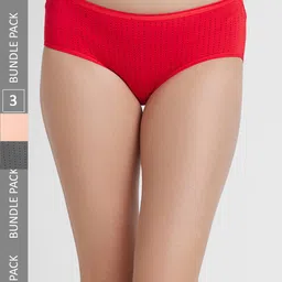 FashionRack Women Pack of 3 Assorted Printed Cotton Hipster Briefs-image-35