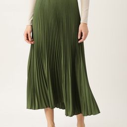 WISSTLER Pleated Flared Midi Skirt-image-96