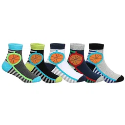 Supersox Boys Pack Of 5 Patterned Combed Cotton Calf-Length Socks-19