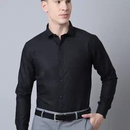 Majestic Man Men Black Slim Fit Formal Solid Shirt-image-99