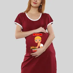SillyBoom Printed Round Neck Cotton Maternity T-shirt Dress-picture-38