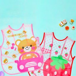 Yellow Bee Infant Girls Pack Of 2 Strawberry & Teddy Printed Water Proof & Stain Free Bibs-image-83