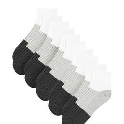 Cantabil Men Pack Of 5 Grey Melange Striped Cotton Ankle-Length Socks-35