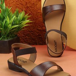 AROOM Women Leather Open Toe Flats With Backstrap-image-44