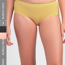 FashionRack Women Pack Of 3 Assorted Printed Cotton Hipster Briefs-image-99