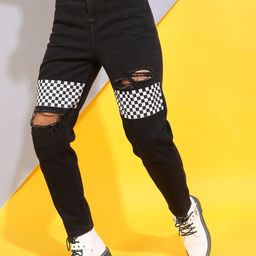 Tokyo Talkies Women Black Ripped Printed Jeans-image-24