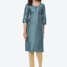 Rangriti Women Turquoise Blue Ethnic Motifs Kurta-image-26