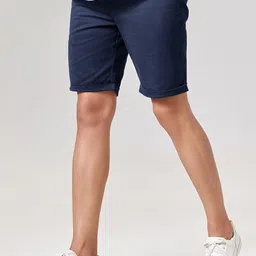 The Souled Store Men Navy Blue Denim Shorts-image-36