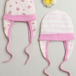 BUMZEE Girls Pack Of 2 Cotton Printed Beanie-11
