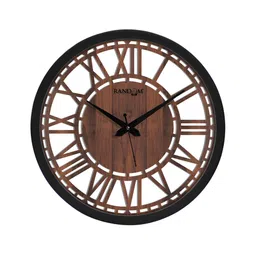 RANDOM Brown & Black Analogue Contemporary Wall Clock-56