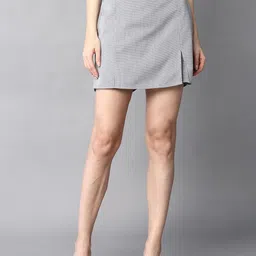 The Roadster Lifestyle Co. Grey Striped Pure Cotton Mini Skorts-17