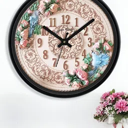 RANDOM Beige & Blue Printed Contemporary Wall Clock-11