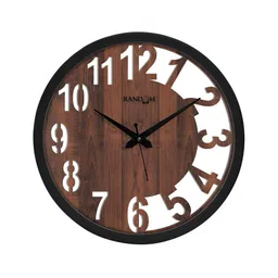RANDOM Brown & Black Rounded Contemporary Wall Clock-54