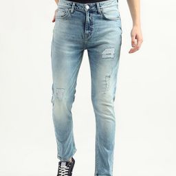 United Colors of Benetton Men Mildly Distressed Cotton Heavy Fade Jeans-image-60