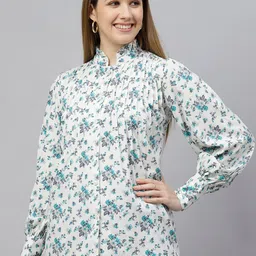 FLAMBOYANT Floral Print Crepe Shirt Style Top-picture-25