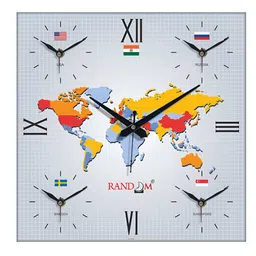 RANDOM Grey & Yellow Printed Square Contemporary Wall Clock-20