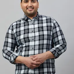 SHOWOFF Plus Men Plus Size Comfort Tartan Checked Casual Cotton Shirt-image-10