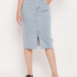 CAMLA Women Front-Slit Pencil Midi Skirt-image-4