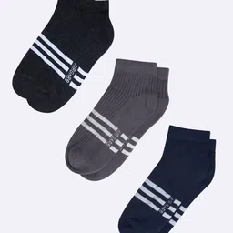 AIR GARB Unisex Pack Of 3 Striped Breathable Ankle Length Socks-25