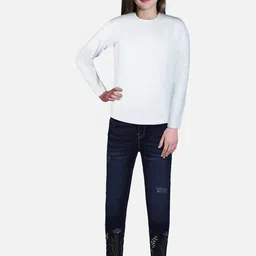 Gini and Jony Girls Mildly Distressed Light Fade Mid-Rise Cotton Jeans-image-10