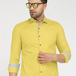 Zombom Men Yellow Standard Casual Shirt-image-2
