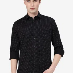 JADE BLUE Micro Ditsy Printed Spread Collar Pure Cotton Slim Fit Casual Shirt-image-33
