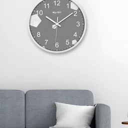 OLIVE TREE White & Grey Printed Round Shaped Contemporary Analogue Wall Clock-image-75