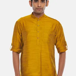 indus route by Pantaloons Mandarin Collar Roll-Up Sleeves Straight Kurta-image-50