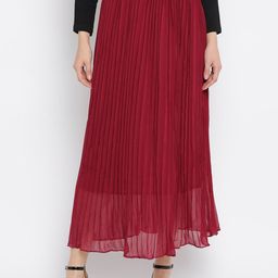 Mayra Pleated A-Line Maxi Skirt-image-86