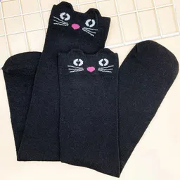 EL REGALO Girls Black Patterned Knee Length Socks-picture-57