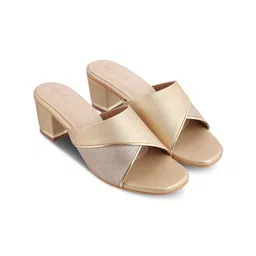 Tresmode Textured Open Toe Block Heels-54