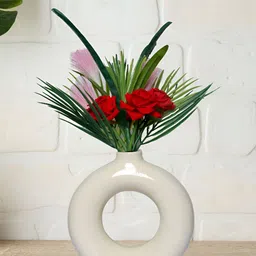 GW CREATIONS White Donut Shaped Flower Vases-15