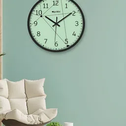 OLIVE TREE Black & Green Printed Round Shaped Contemporary Analogue Wall Clock-44