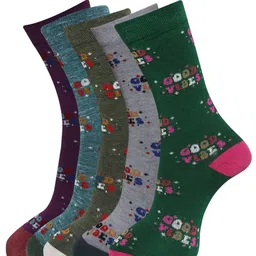 Dollar Socks Women Pack Of 5 Assorted Calf Length Cotton Socks-image-92