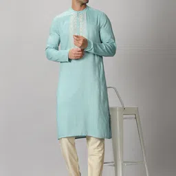 Saffron Threads Striped Chikankari Detailed Yoke Design Kurta-image-64