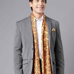 Tossido Paisley Printed Satin Stole & Pocket Square-image-86