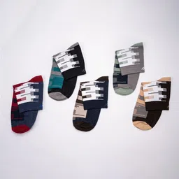 Cotstyle Men Pack Of 5 Patterned Pure Cotton Ankle Length Socks-image-76