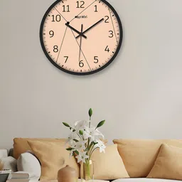 OLIVE TREE Black & Peach Printed Round Shaped Contemporary Analogue Wall Clock-9