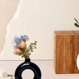 GW CREATIONS Black Donut-shaped Flower Vase-image-75