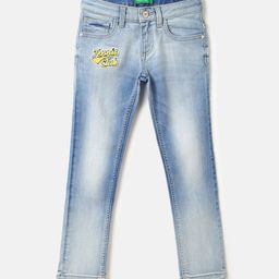 United Colors of Benetton Boys Slim Fit Heavy Fade Embroidered Logo Jeans-image-73