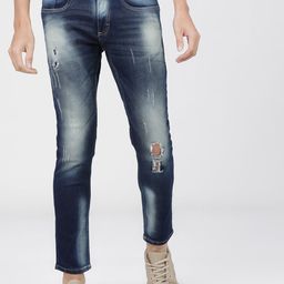 HIGHLANDER Men Blue Tapered Fit Mildly Distressed Heavy Fade Jeans-image-92