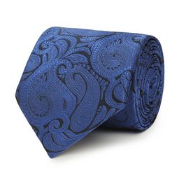 Tossido Men Blue & Black Paisley Woven Design Broad Tie-image-72