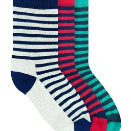 Heelium Kids Pack Of 3 Striped Pure Bamboo Calf-Length Socks-40