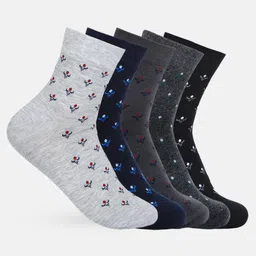 VINENZIA Men Pack of 5 Assorted Printed Above Ankle Length Socks-17