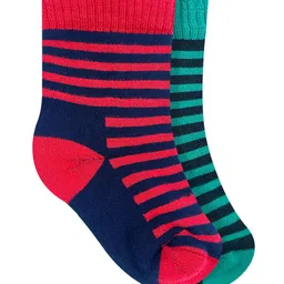 Heelium Kids Set Of 2 Pink Striped Ankle Length Socks-14