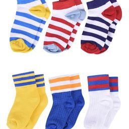 FOOTPRINTS Kids Multicoloured Pack of 6 Striped Ankle Length Socks-12